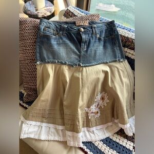 Candie's Blue and Cream Midi Skirt Set Embellished